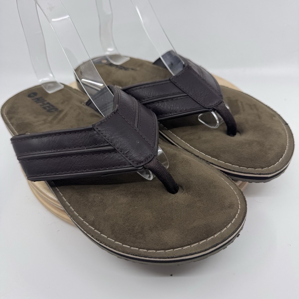 Hi-Tec Flip Flop Sandals Mens 12-13 XL Brown Comfort Beach Casual Thong Slides